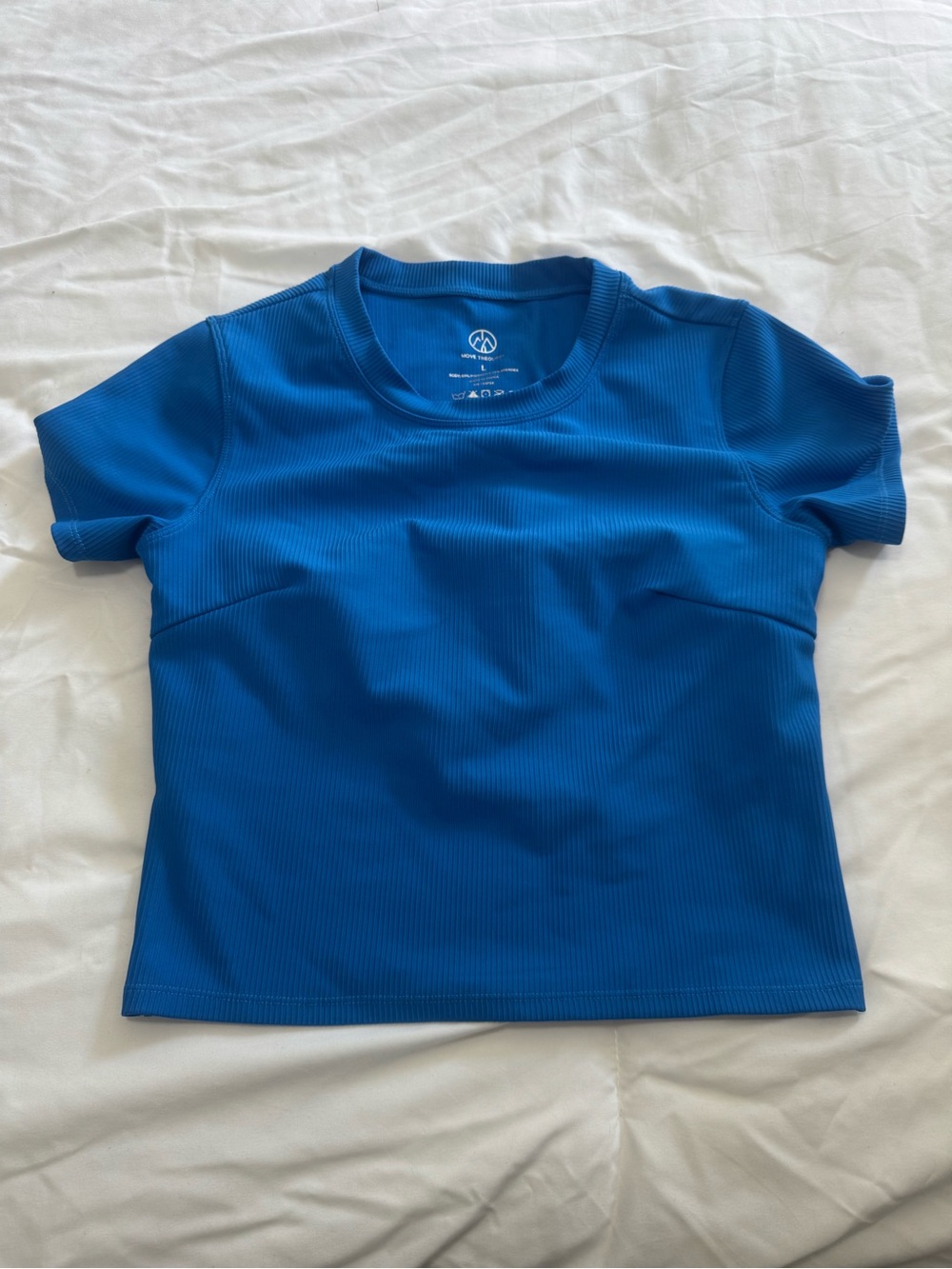 Ribbed Short Sleeve Tee in Cobalt Blue